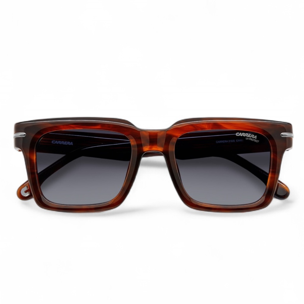 NWT Men’s Carrera Thick Frame Square Brown Sunglasses (52-21-150 mm) - Picture 2 of 5